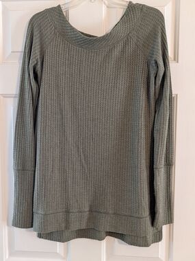 Wishlist Olive Green Waffle Knit Long Sleeve Top